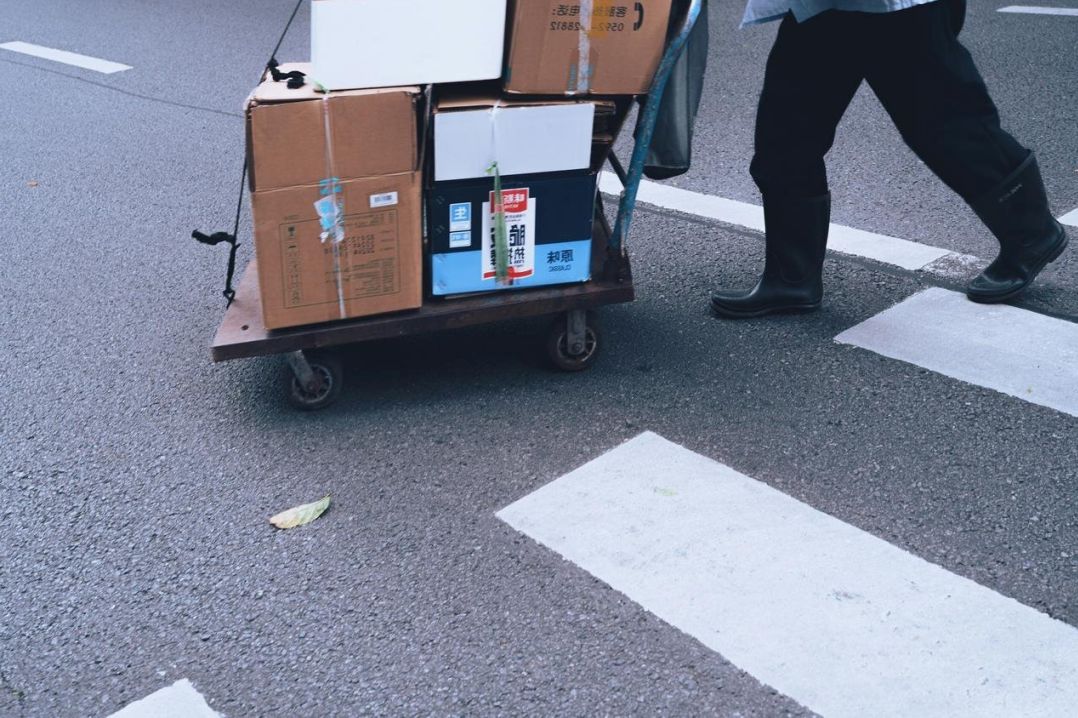 Refrigerated truck moving cargo